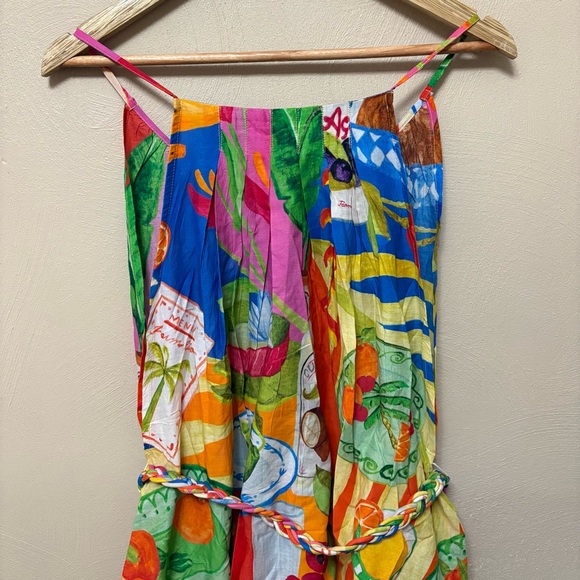 Farm Rio Summer Picnic Sleeveless V-Neck Midi Dress Size Medium NWT New - Picture 11 of 16